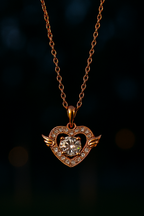 Celestial Heart Rose Gold Pendant Necklace