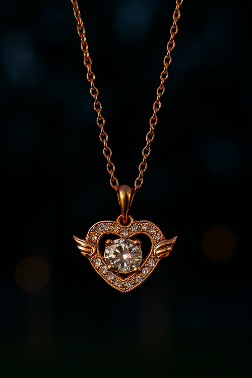 Celestial Heart Rose Gold Pendant Necklace